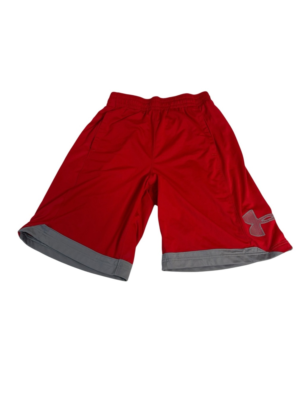 Under Armour Men’s Elastic Waist Basketball Shorts Red and Gray M